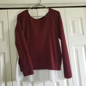 Burgundy sweater with sheer slit